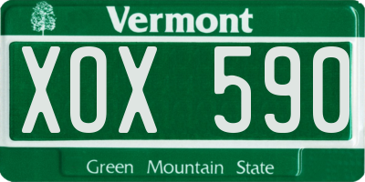 VT license plate XOX590
