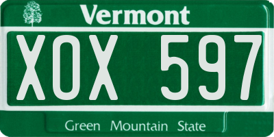 VT license plate XOX597