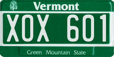 VT license plate XOX601