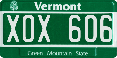 VT license plate XOX606