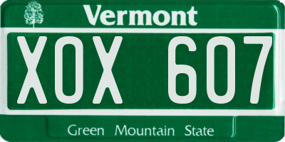 VT license plate XOX607