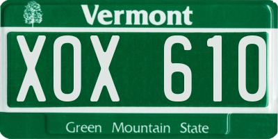 VT license plate XOX610
