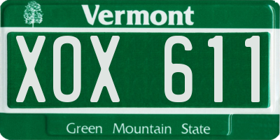VT license plate XOX611