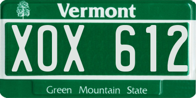 VT license plate XOX612
