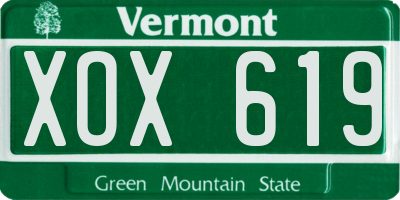 VT license plate XOX619