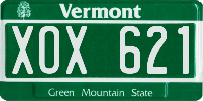 VT license plate XOX621