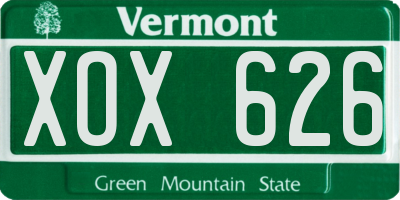 VT license plate XOX626