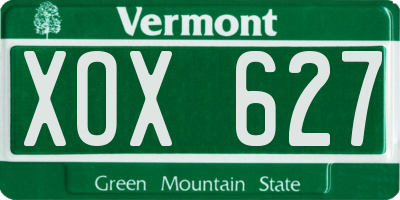 VT license plate XOX627