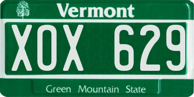 VT license plate XOX629