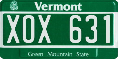 VT license plate XOX631