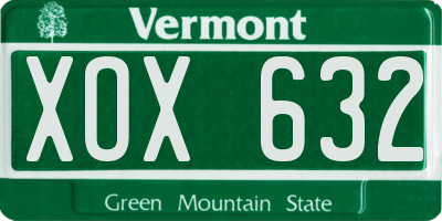 VT license plate XOX632