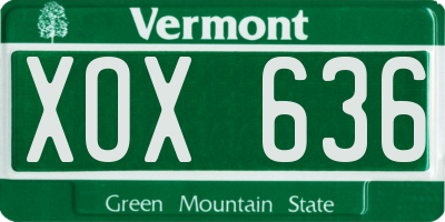 VT license plate XOX636