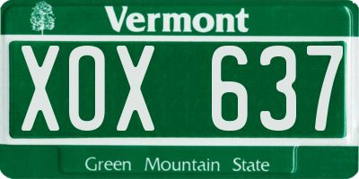VT license plate XOX637