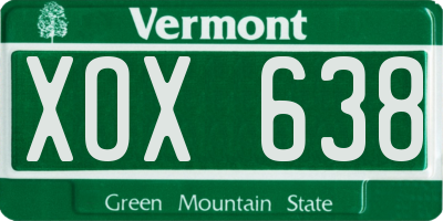 VT license plate XOX638