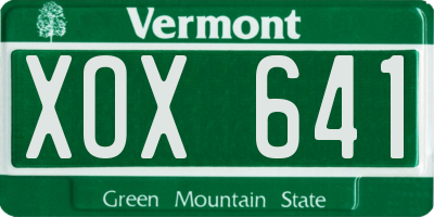 VT license plate XOX641