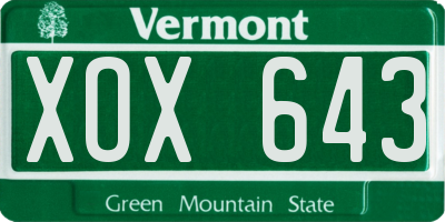 VT license plate XOX643