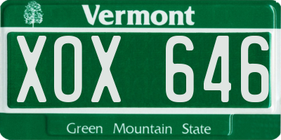 VT license plate XOX646