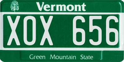 VT license plate XOX656