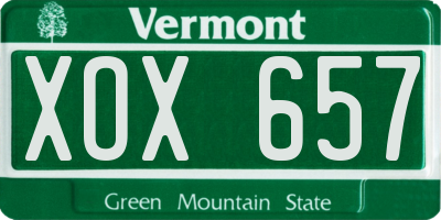 VT license plate XOX657