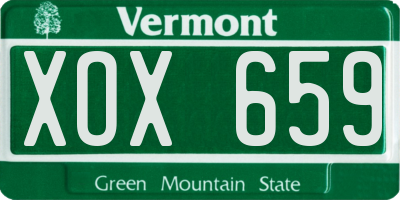 VT license plate XOX659