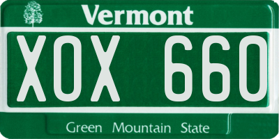 VT license plate XOX660