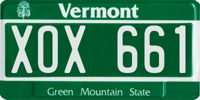 VT license plate XOX661