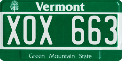 VT license plate XOX663