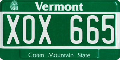 VT license plate XOX665