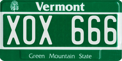 VT license plate XOX666