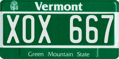 VT license plate XOX667