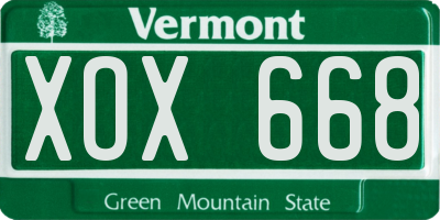 VT license plate XOX668