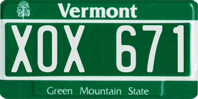 VT license plate XOX671