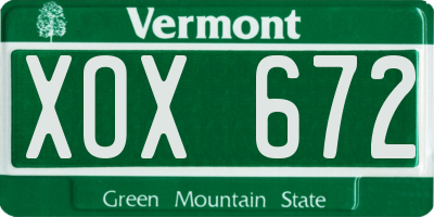 VT license plate XOX672