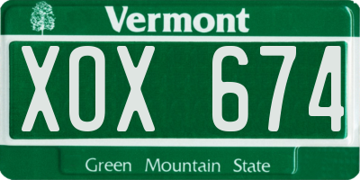 VT license plate XOX674