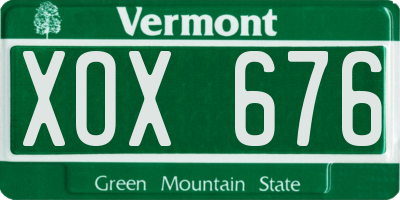 VT license plate XOX676