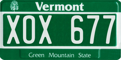 VT license plate XOX677