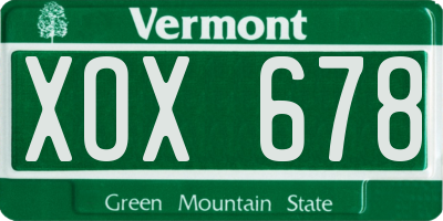 VT license plate XOX678