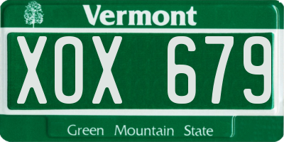 VT license plate XOX679