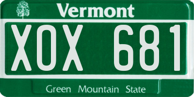 VT license plate XOX681