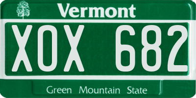 VT license plate XOX682