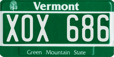 VT license plate XOX686