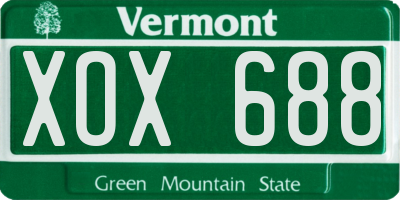 VT license plate XOX688
