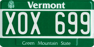 VT license plate XOX699