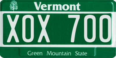 VT license plate XOX700