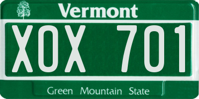 VT license plate XOX701