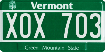 VT license plate XOX703