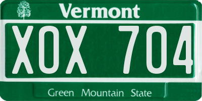 VT license plate XOX704