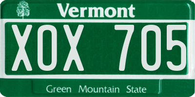 VT license plate XOX705
