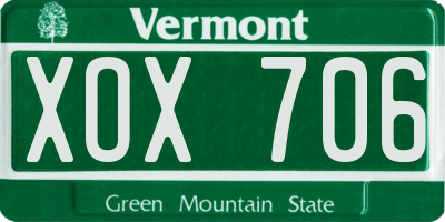 VT license plate XOX706