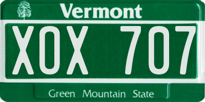 VT license plate XOX707